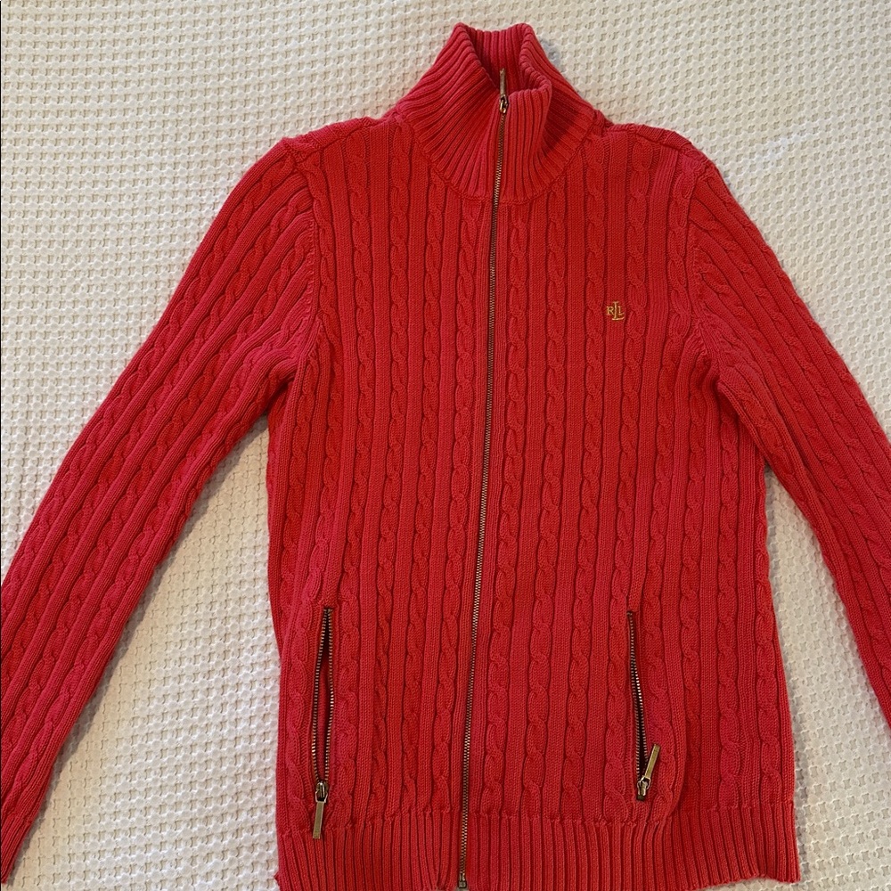 Lauren Ralph Lauren Cable-Knit Full-Zip Sweater - Picture 3 of 4